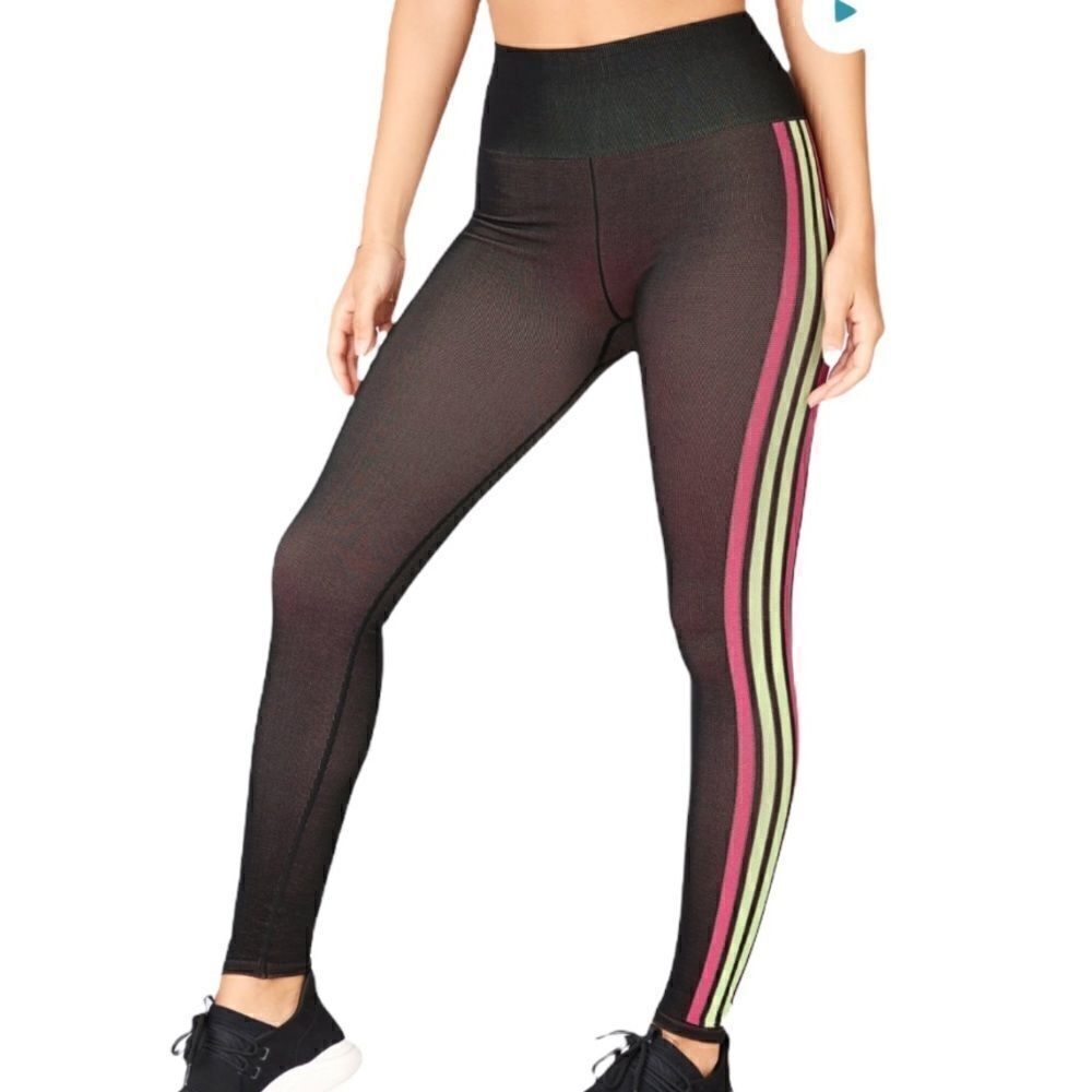 Fabletics High-Waisted Seamless Stripe Legging Pink Stripe Multi Size Small